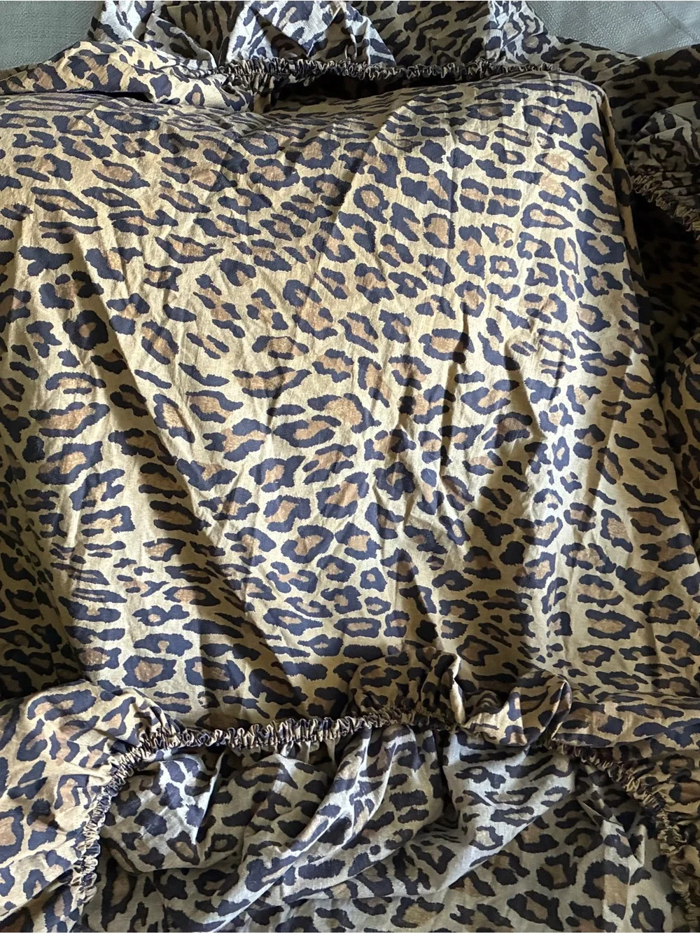 Vintage Ralph Lauren Home GuinevereLeopard-Print Fitted Sheet in Brown and Cream